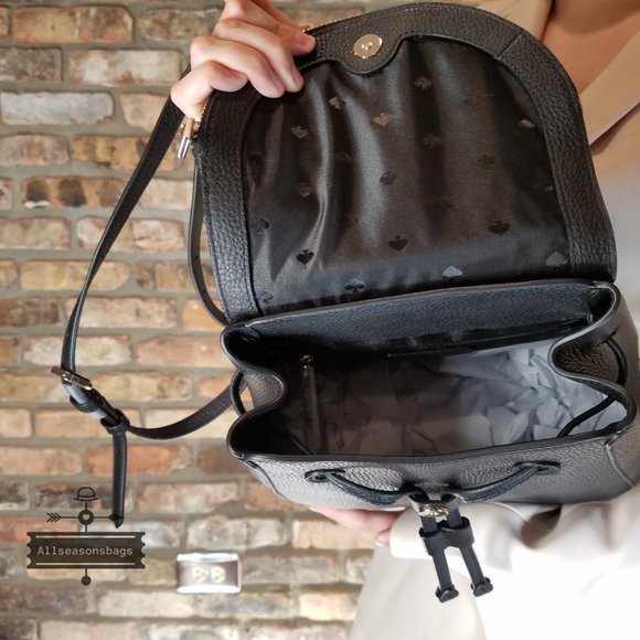 AUTHENTIC AND NEW  Kate Spade Medium Flap Backpack BLACK LEILA NWT Bookbag - Picture 6 of 13